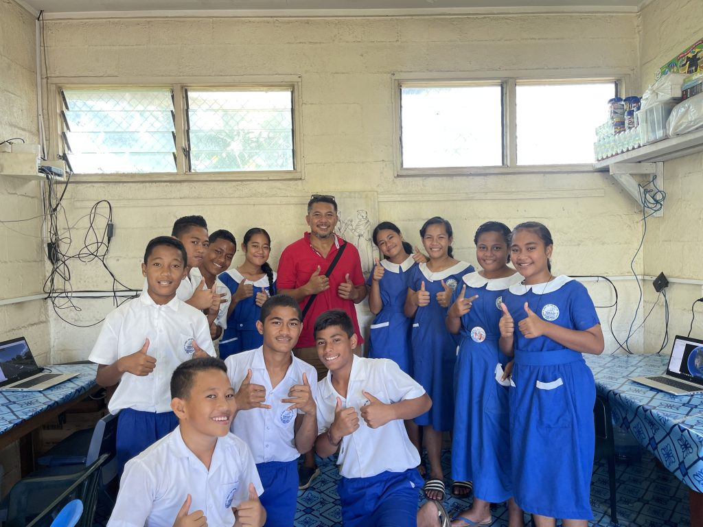 Children at a local school in Samoa